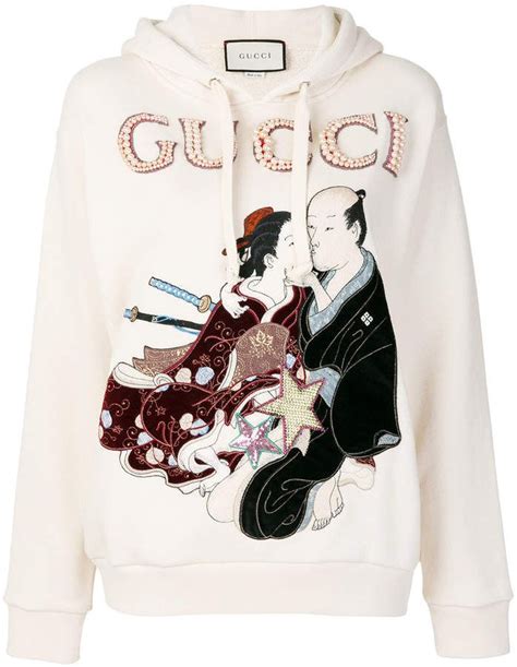 gucci japanese motif hoodie|gucci logo velvet sweatshirt.